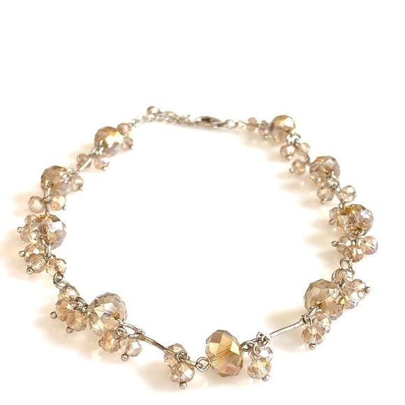 Crystal Fashion Necklace Light Silk Silver Tone 16” - Picture 4 of 6